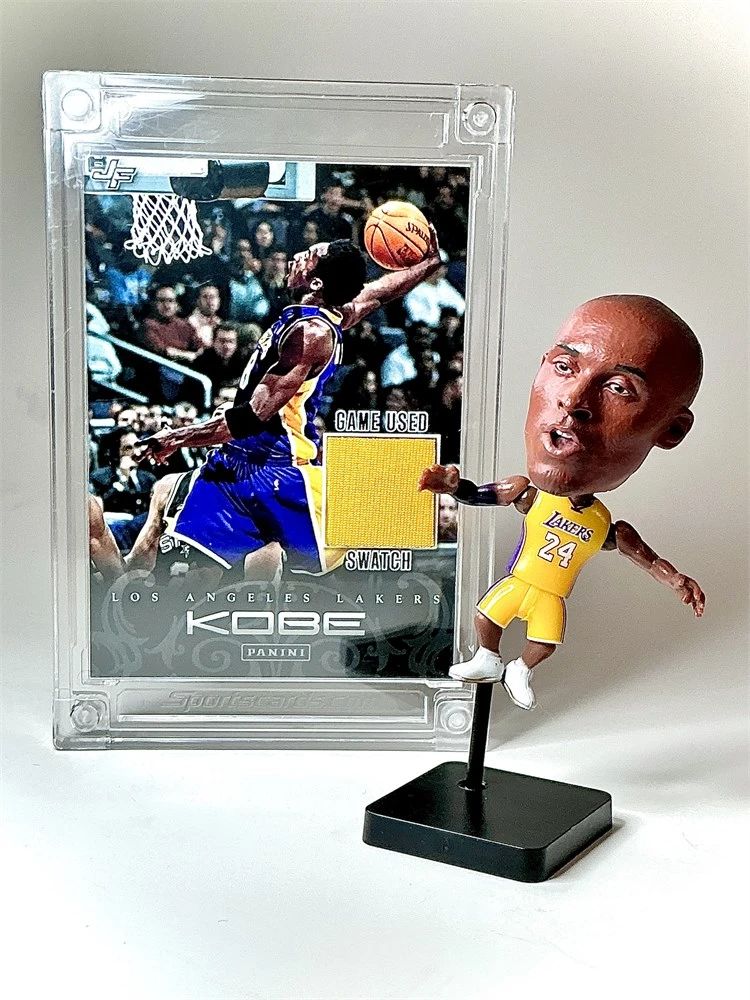  Kobe Bryant Jersey Fusion *GAME-USED* Swatch Card & Rare Mini Kobe Figure