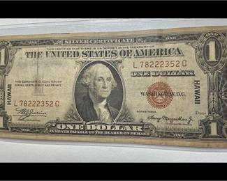 U.S. $1 Silver Certificate – Series 1935A (Hawaii Overprint).