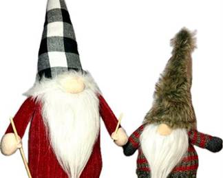 18” Skiing Gnome + 13” Nordic Knit Gnome • Plush Winter Décor Set
