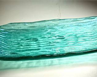  Aqua Ocean Ripple Textured Rectangular Glass Tray