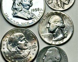 Vintage U.S. Coin Lot (5 Coins Total) – SILVER (1958, 1949,1929,1943)