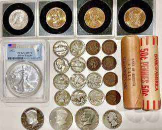 US COINS- Silver Eagle PCGS MS70 - Bank Rolls—Buffalo Nickels, Indian Head Cents