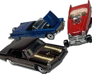 Hot wheels 3 Car Lot - Red, Black, and Blue Classics