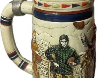 Vintage NFL Football Collector Stein – 1920–1960 Era Scenes with Pewter Lid