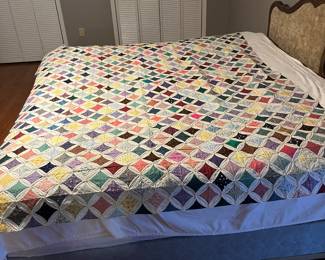 Cathedral Window hand sewn quilt.   Full/Queen
