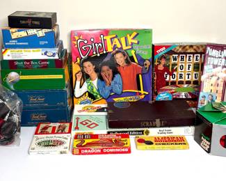 Lot of 15 Board Games Including Monopoly, Trivial Pursuit, Dominoes, and More 
