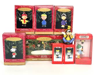 Lot of 9 Peanuts and Disney Ornaments 