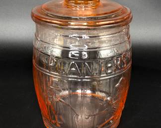 Vintage Pink Depression Glass Planters Peanut Jar 