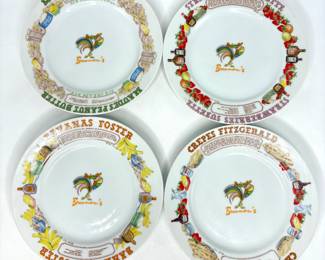 Set of 4 Brennan’s Restaurant New Orleans Dessert Recipe Plates by Ljungberg 