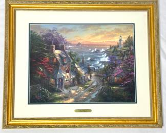 The Village Lighthouse Framed Thomas Kinkade Print 2190/10000 