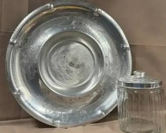 Aluminum Round Tray Glass Jar 