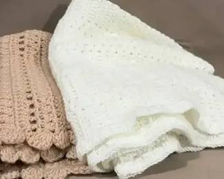 Two Crocheted Throws handmade