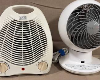 Two Electric Fans Small Black Decker and WooZoo
