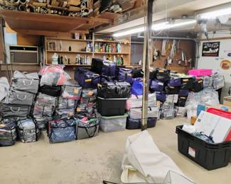 These are the clothes. Womens and men's 2xl to 4xl 
Men's pants 42 to size 46 
Women's pants leggings capris shorts everything 18w and up. 
All seasons clothes. We are organizing these right now.  Also lots of random tools 