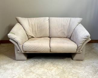 MCM White Suede Leather Love Seat (Matching couch also available)
