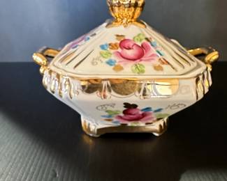 Vintage Gzhel Porcelain Vegetable Bowl with Lid