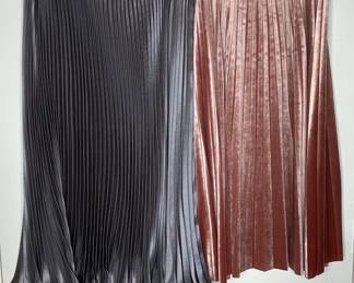 Pleated Velvet Midi Skirts