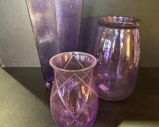 Set of Vintage Purple Glass Vases
