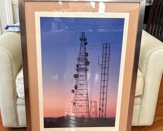 Framed Print of Radio Transmitter Towers at Sunset