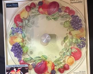 Home Glass Collection Fruit Motif Lazy Susan Turntable 