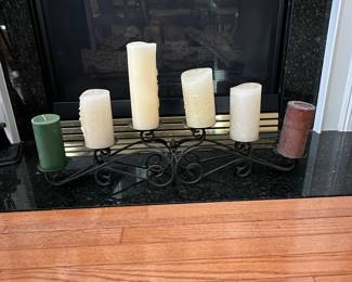 Wrought Iron Candelabra with Pillar Candles