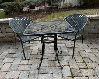 Wrought Iron Patio Dining Set with Two Chairs
