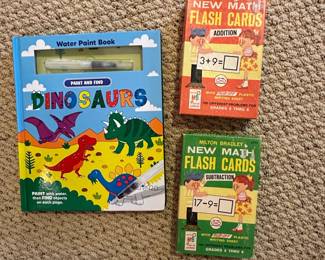 Milton Bradley New Math Flash Cards and Dinosaur Water Paint Book Set