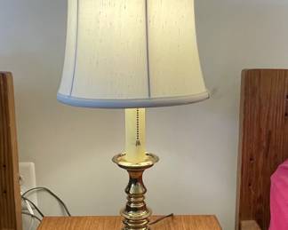 Stiffel Brass Candlestick Table Lamp with Cream Shade
