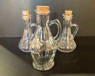 Glass Cruet Set with Cork Stoppers