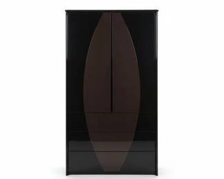  High Gloss Black Art Deco Wardrobe 