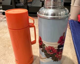 Vintage Aladdin Thermos and Chinese Floral Thermos