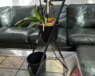 Modern Black Metal AFrame Plant Stand with Bucket Holder