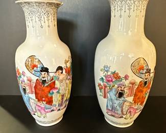 Pair of Chinese Famille Rose Porcelain Vases