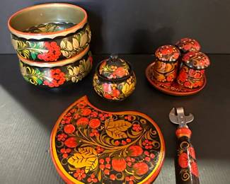 Khokhloma Painted Wooden Set