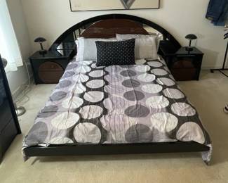 Vtg. Art Deco bed frame and side tables