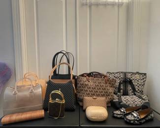 Large collection of purses 