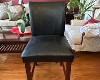 Black Faux Leather Upholstered Counter Stools