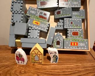 Melissa Doug Wooden Castle Blocks Play Set with Knights