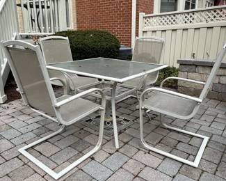 Patio Dining Set with Glass Top Table and Four Chairs