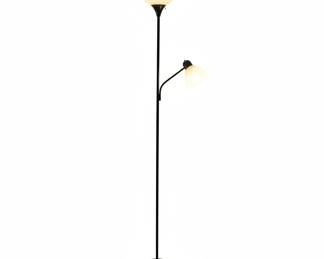 DualHead Arc Floor Lamp with Frosted Glass Shade 