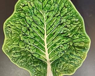 Bordallo Pinheiro Portuguese Majolica Cabbage Leaf Plate