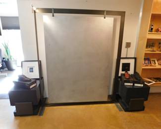 This solid steel piece was used as a backdrop for many of the photos inside.