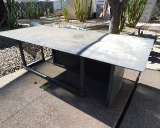 Solid steel backyard dining table