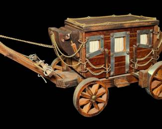 Unique Vintage Wooden Wagon Lamp