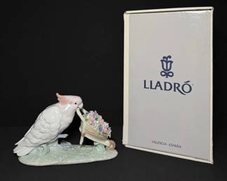 Lladro Figurine How Skillful Parrot... Polly Pushing Posies 