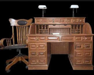 Executive, Very Vintage Rolltop  Swivel Chair 