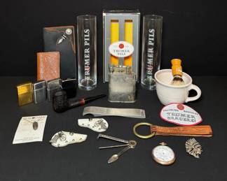 Stanwell Estate Pipe,Vintage Lighters, SixShooter Diaper Pins 