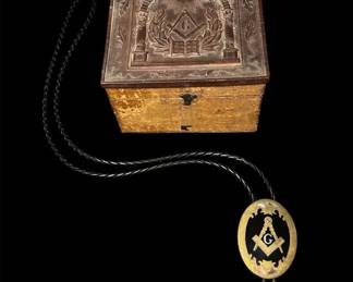 Antique Masonic GuttaPercha Collar Box Rare Collectible