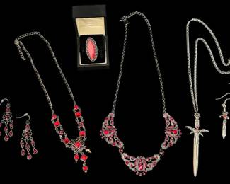 Elegant Gothic Vintage Filigree Red Jewelry Collection 