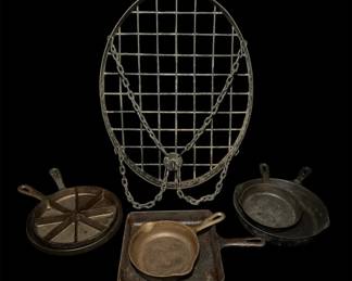 CastIron Cookware And Vintage Pot Rack